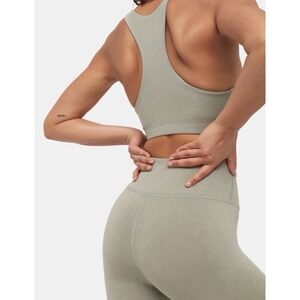 Mate the Label Organic Stretch Sports Bra Bike Shorts Set Sage Green Neutral